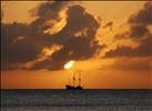 Sunset over pirate ship